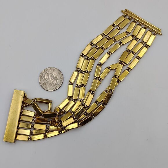 Kate Spade New York Gold Tone Multi Strand Bar Links Statement Bracelet 7.5" - Picture 11 of 11